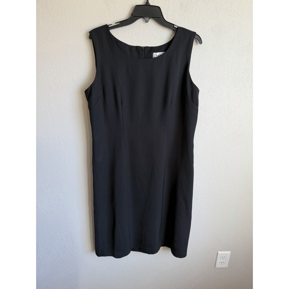 Mary McFadden Black Shift Sleeveless Tank Dress Womens 14 90s Classic Vintage